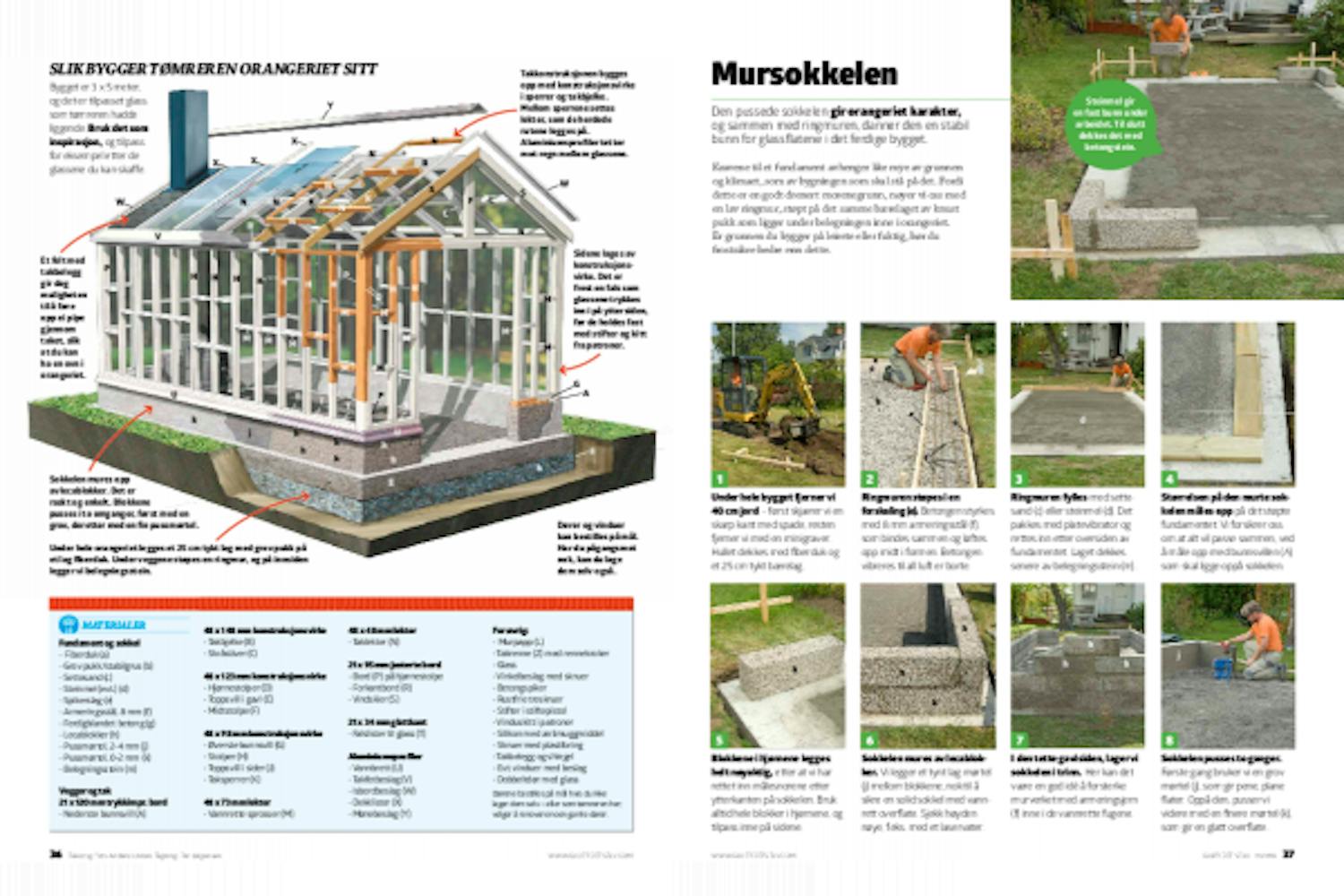 Bygg selv orangeri i tre Bygg selv orangeri i tre med pusset sokkel